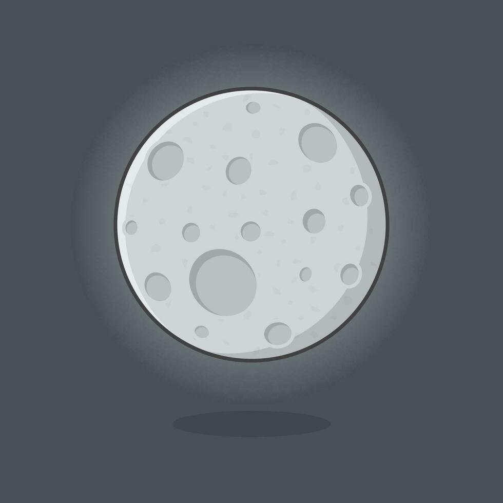 Luna dibujos animados vector ilustración. lleno Luna plano icono contorno