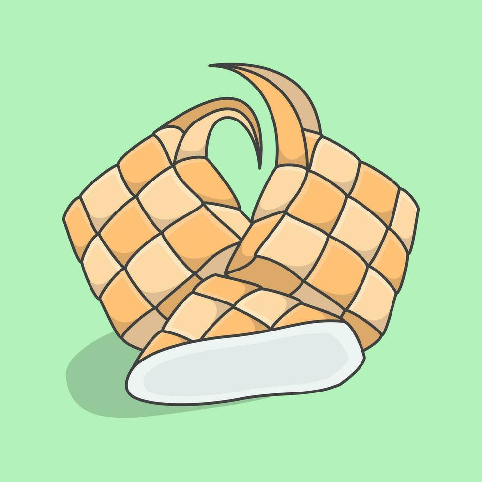 ketupat dibujos animados vector ilustración. eid Alabama fitr ketupat comida plano icono contorno