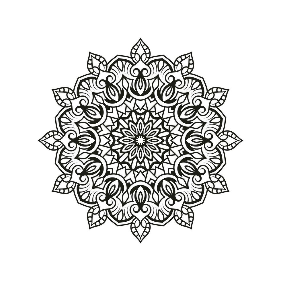 Decorative mandala and pattern for Mehndi, wedding, tattoo, islam, indian, arabic. Outline mandalas coloring book page. vector