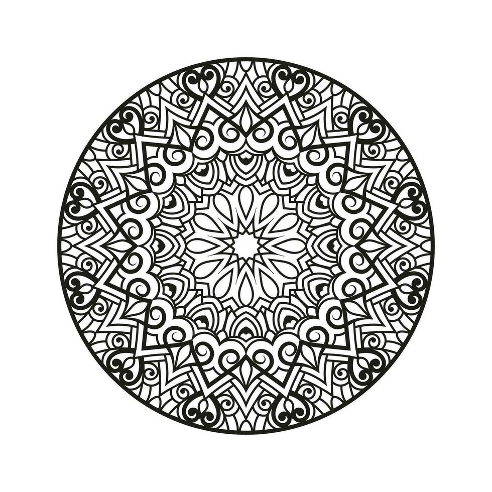 Decorative mandala and pattern for Mehndi, wedding, tattoo, islam, indian, arabic. Outline mandalas coloring book page. vector