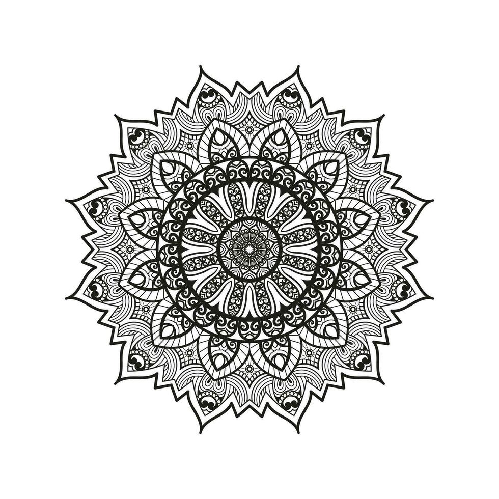 Decorative mandala and pattern for Mehndi, wedding, tattoo, islam, indian, arabic. Outline mandalas coloring book page. vector