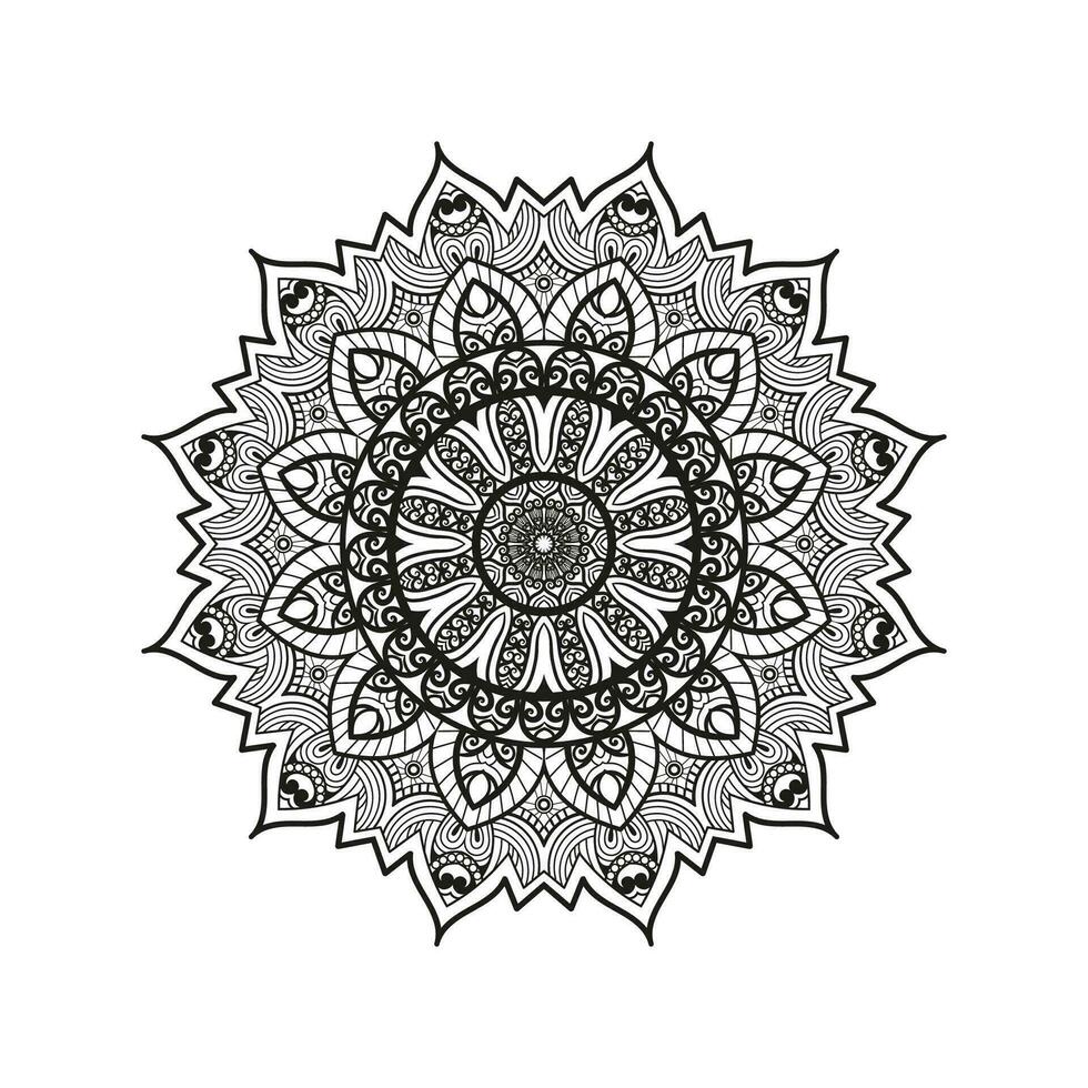 Decorative mandala and pattern for Mehndi, wedding, tattoo, islam, indian, arabic. Outline mandalas coloring book page. vector