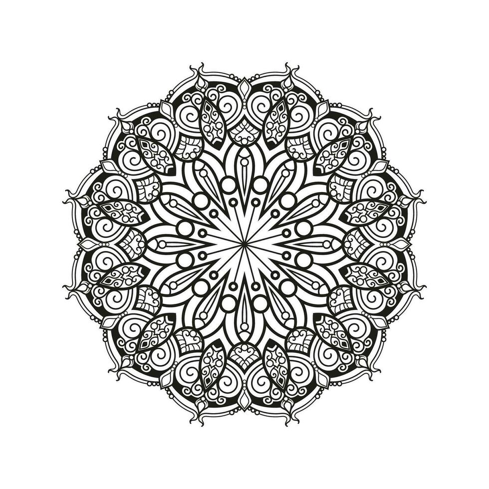 Decorative mandala and pattern for Mehndi, wedding, tattoo, islam, indian, arabic. Outline mandalas coloring book page. vector