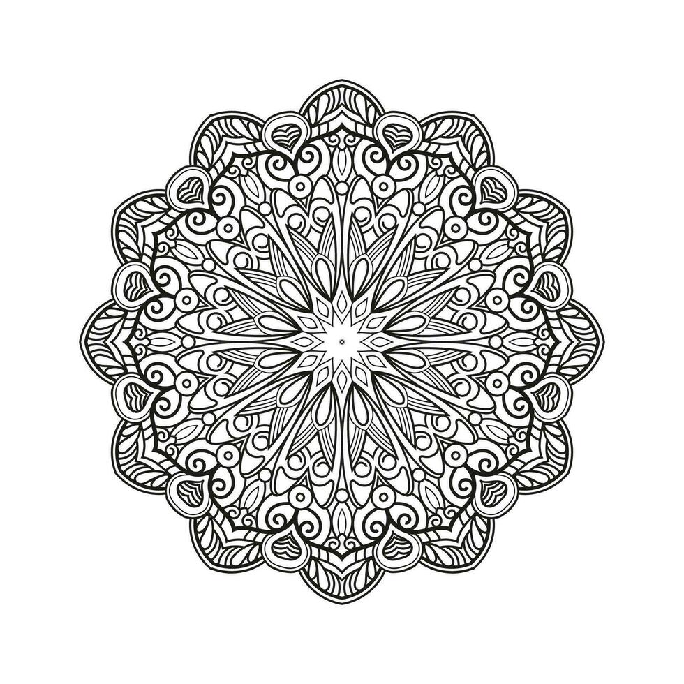 Decorative mandala and pattern for Mehndi, wedding, tattoo, islam, indian, arabic. Outline mandalas coloring book page. vector
