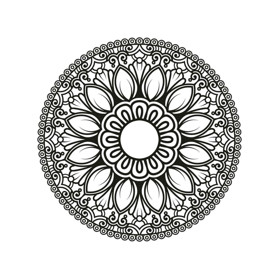 Decorative mandala and pattern for Mehndi, wedding, tattoo, islam, indian, arabic. Outline mandalas coloring book page. vector