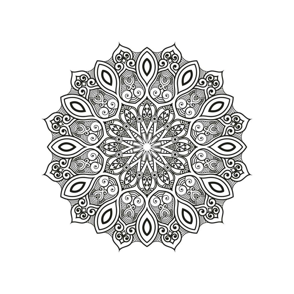 Decorative mandala and pattern for Mehndi, wedding, tattoo, islam, indian, arabic. Outline mandalas coloring book page. vector