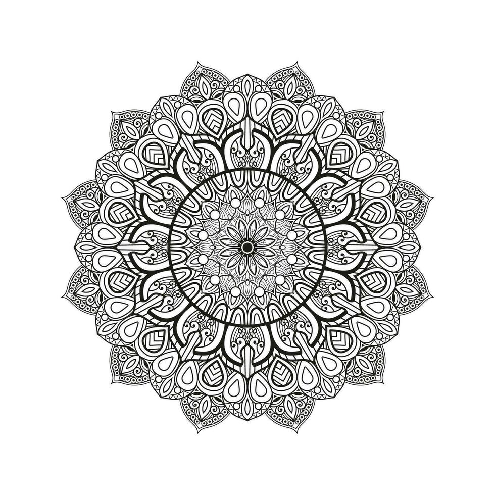 Decorative mandala and pattern for Mehndi, wedding, tattoo, islam, indian, arabic. Outline mandalas coloring book page. vector