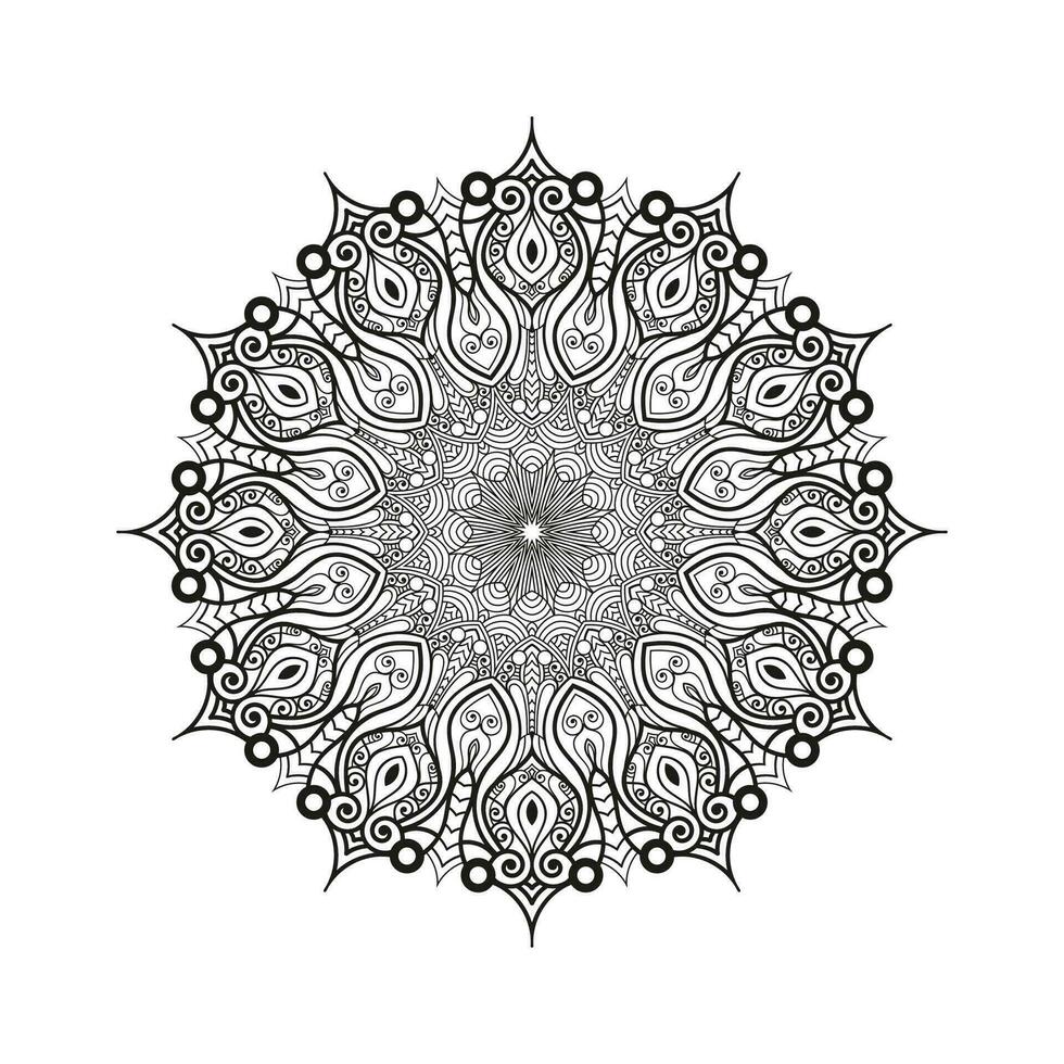 Decorative mandala and pattern for Mehndi, wedding, tattoo, islam, indian, arabic. Outline mandalas coloring book page. vector