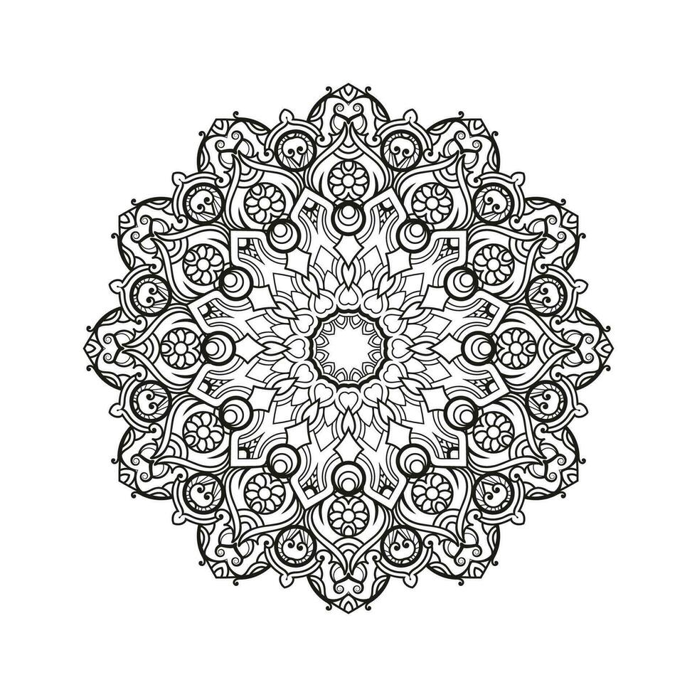 Decorative mandala and pattern for Mehndi, wedding, tattoo, islam, indian, arabic. Outline mandalas coloring book page. vector