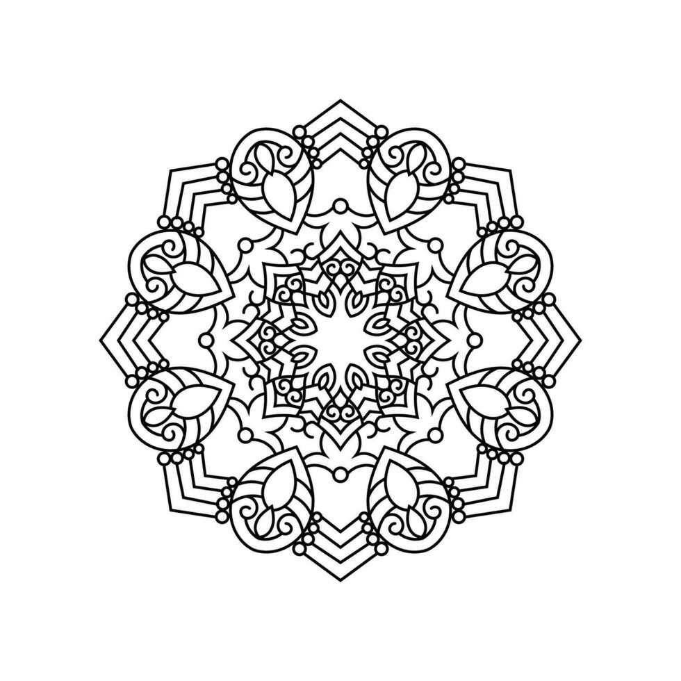 Decorative mandala and pattern for Mehndi, wedding, tattoo, islam, indian, arabic. Outline mandalas coloring book page. vector