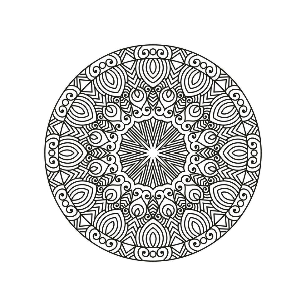 Decorative mandala and pattern for Mehndi, wedding, tattoo, islam, indian, arabic. Outline mandalas coloring book page. vector