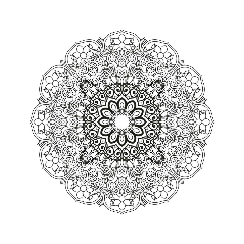 Decorative mandala and pattern for Mehndi, wedding, tattoo, islam, indian, arabic. Outline mandalas coloring book page. vector