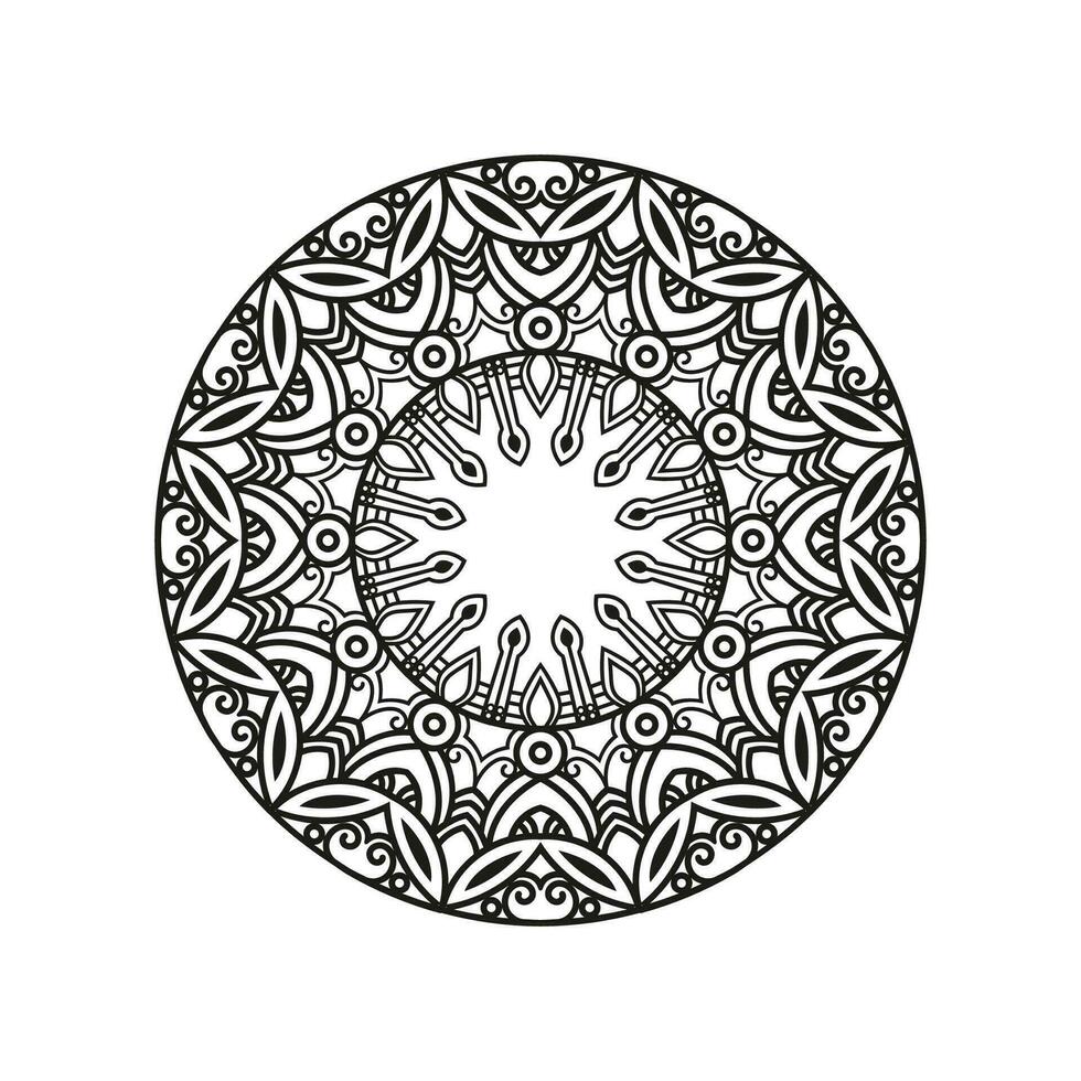 Decorative mandala and pattern for Mehndi, wedding, tattoo, islam, indian, arabic. Outline mandalas coloring book page. vector