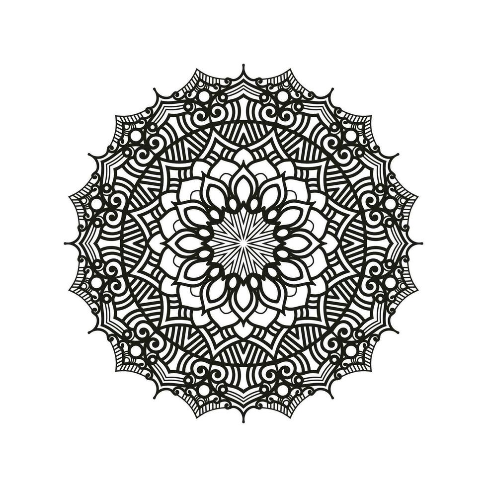 Decorative mandala and pattern for Mehndi, wedding, tattoo, islam, indian, arabic. Outline mandalas coloring book page. vector