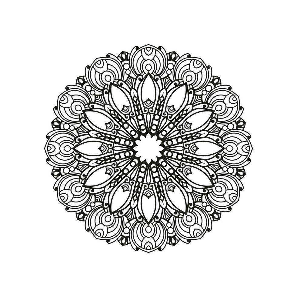 Decorative mandala and pattern for Mehndi, wedding, tattoo, islam, indian, arabic. Outline mandalas coloring book page. vector