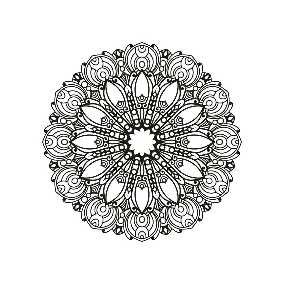 Decorative mandala and pattern for Mehndi, wedding, tattoo, islam, indian, arabic. Outline mandalas coloring book page. vector