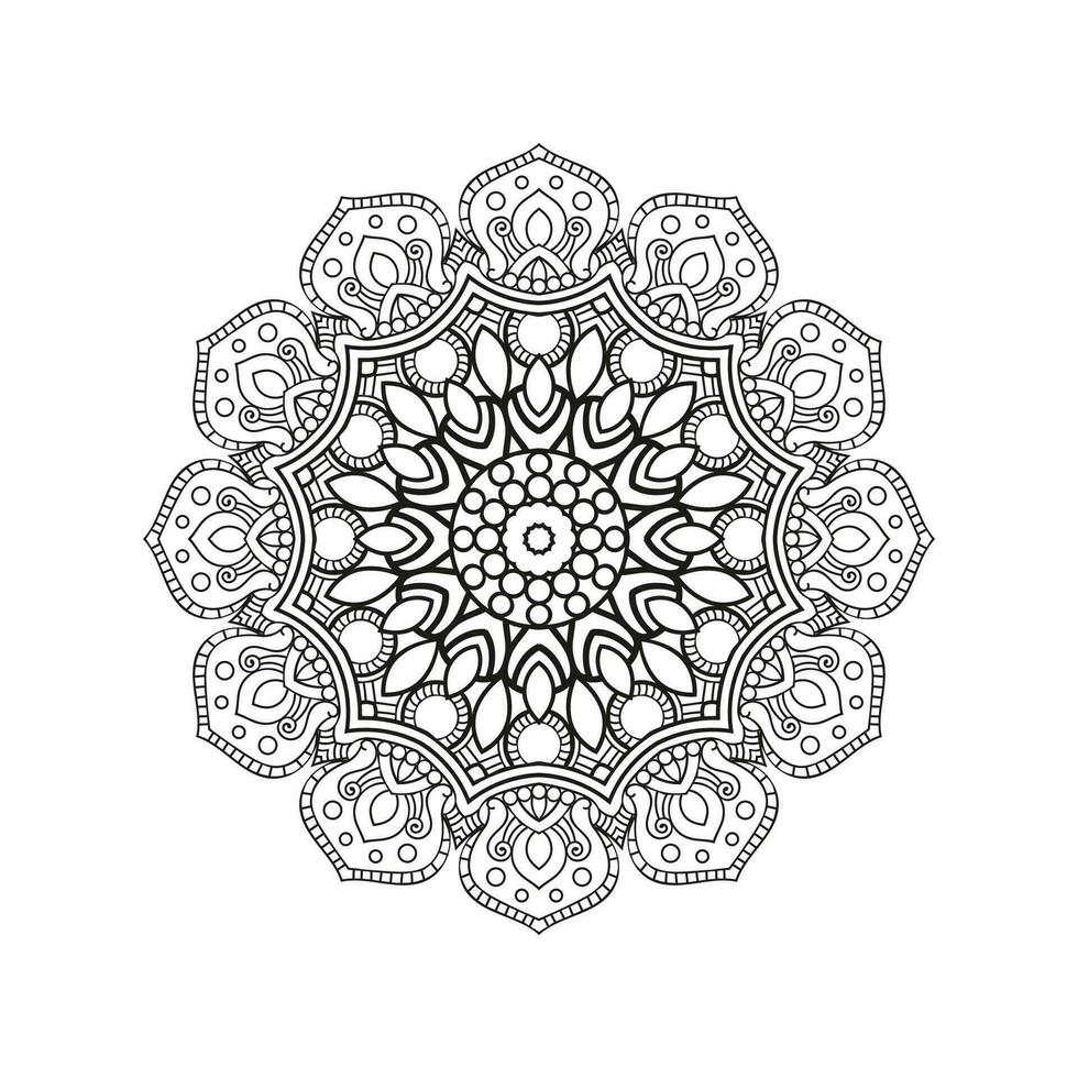 Decorative mandala and pattern for Mehndi, wedding, tattoo, islam, indian, arabic. Outline mandalas coloring book page. vector