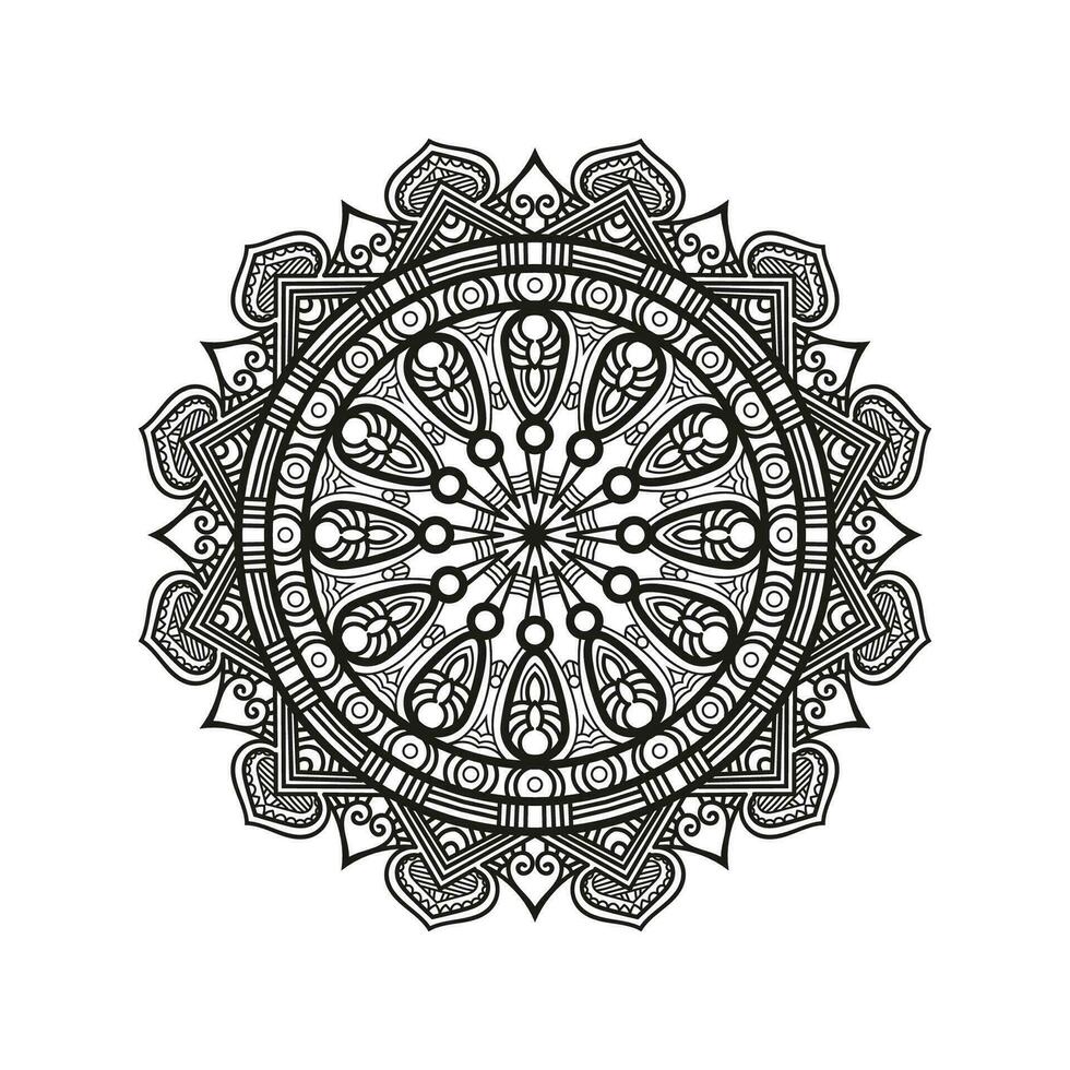 Decorative mandala and pattern for Mehndi, wedding, tattoo, islam, indian, arabic. Outline mandalas coloring book page. vector