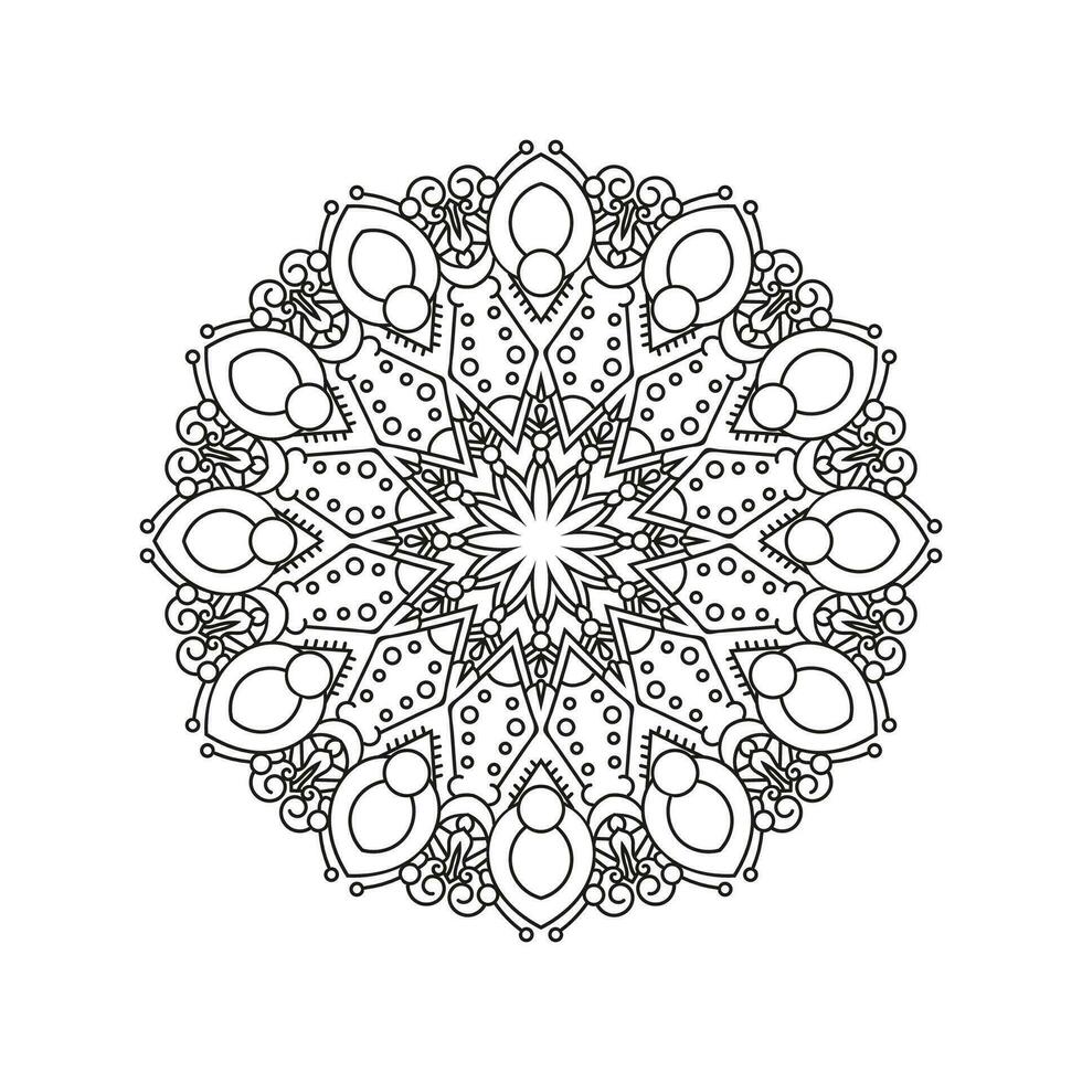 Decorative mandala and pattern for Mehndi, wedding, tattoo, islam, indian, arabic. Outline mandalas coloring book page. vector