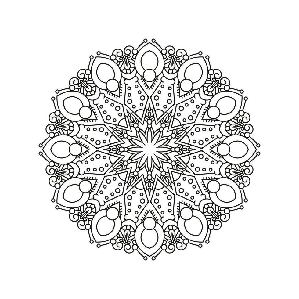 Decorative mandala and pattern for Mehndi, wedding, tattoo, islam, indian, arabic. Outline mandalas coloring book page. vector