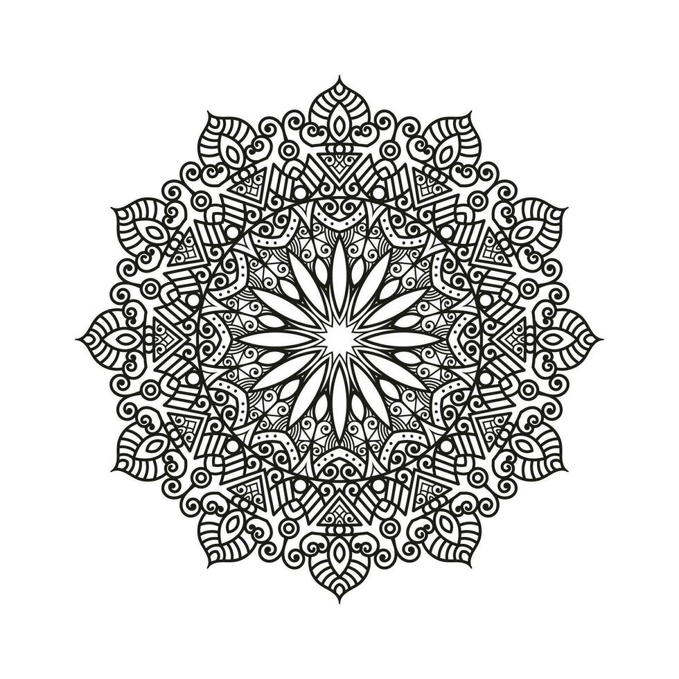 Decorative mandala and pattern for Mehndi, wedding, tattoo, islam, indian, arabic. Outline mandalas coloring book page. vector
