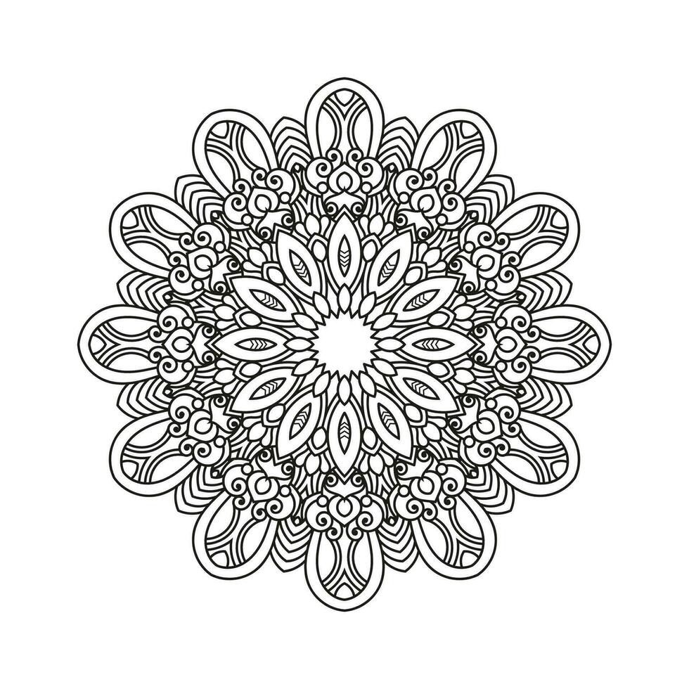 Decorative mandala and pattern for Mehndi, wedding, tattoo, islam, indian, arabic. Outline mandalas coloring book page. vector