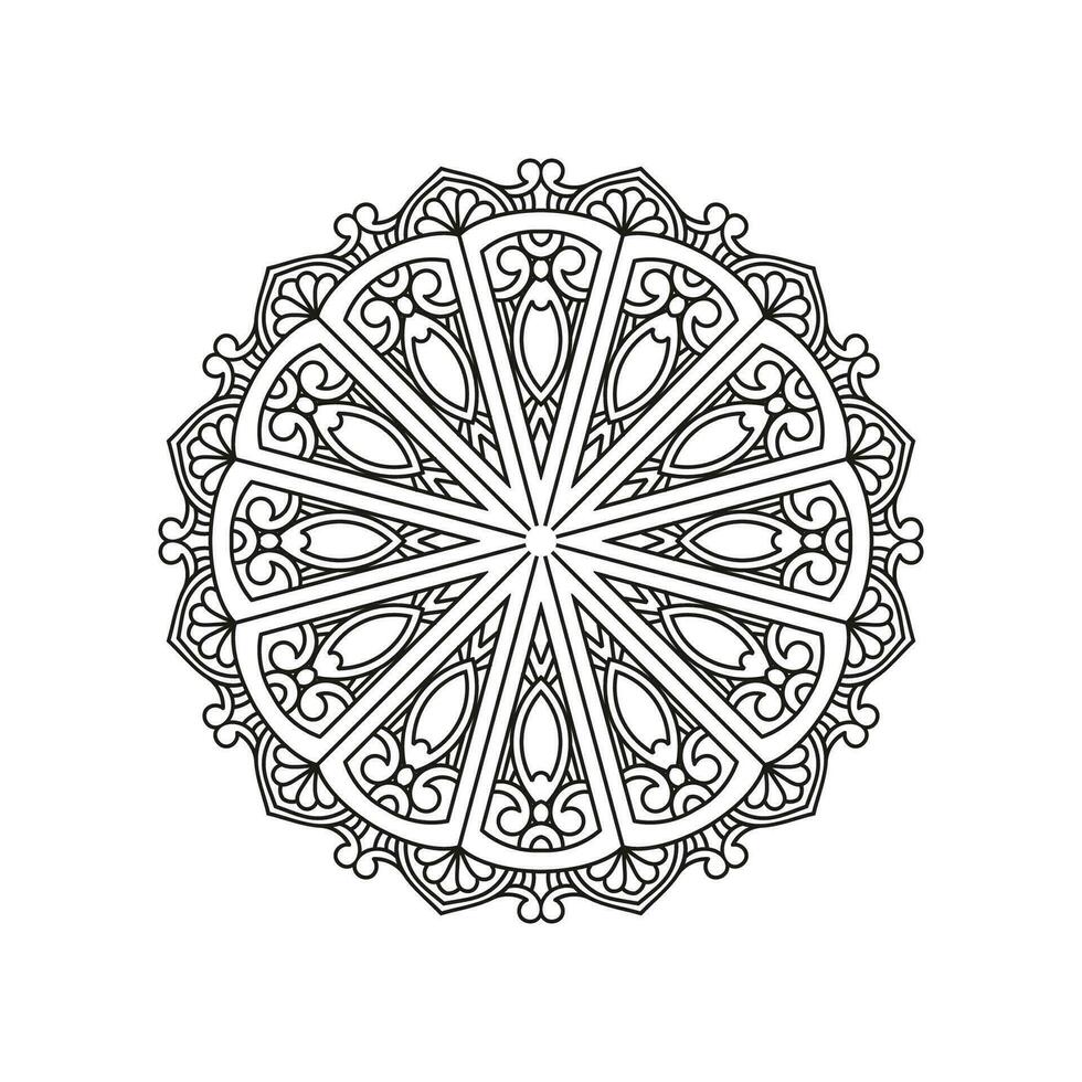 Decorative mandala and pattern for Mehndi, wedding, tattoo, islam, indian, arabic. Outline mandalas coloring book page. vector