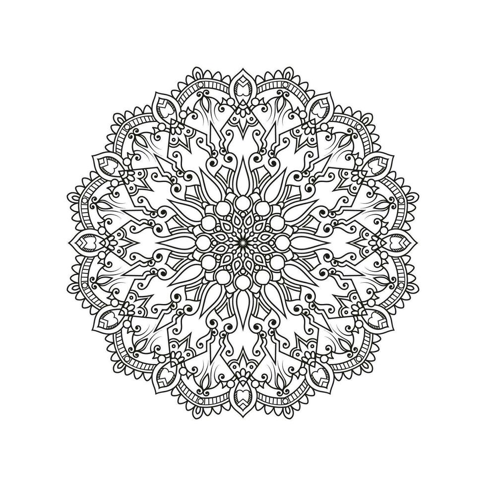 Decorative mandala and pattern for Mehndi, wedding, tattoo, islam, indian, arabic. Outline mandalas coloring book page. vector