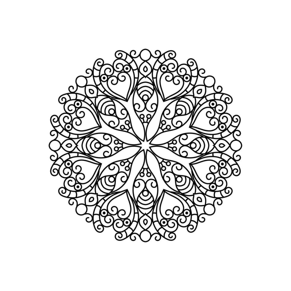 Decorative mandala and pattern for Mehndi, wedding, tattoo, islam, indian, arabic. Outline mandalas coloring book page. vector