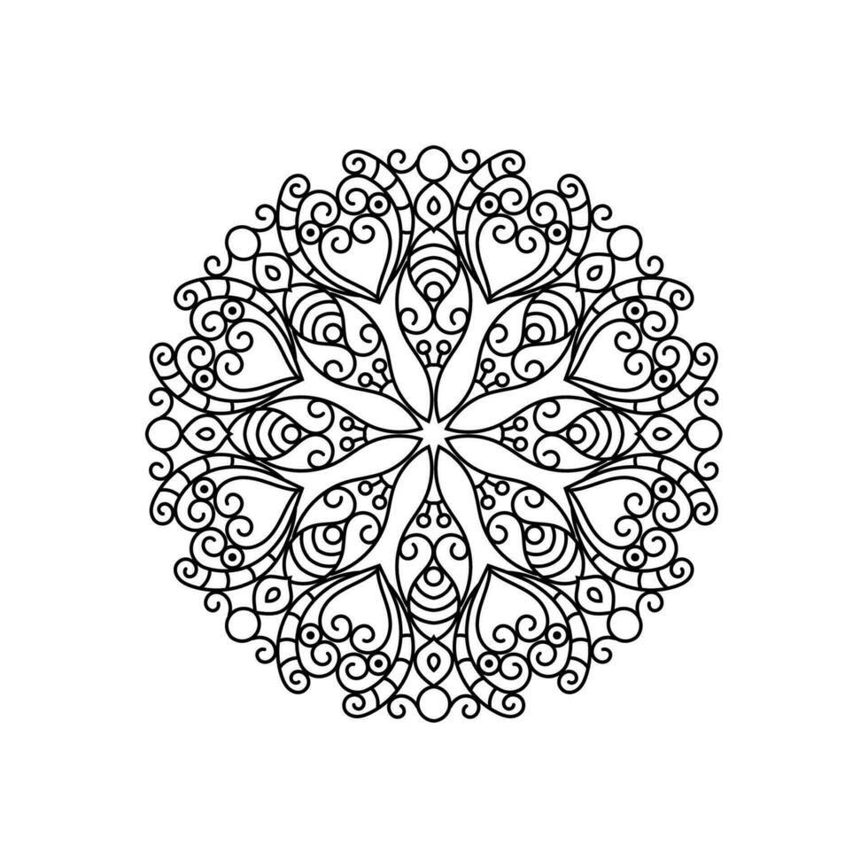 Decorative mandala and pattern for Mehndi, wedding, tattoo, islam, indian, arabic. Outline mandalas coloring book page. vector