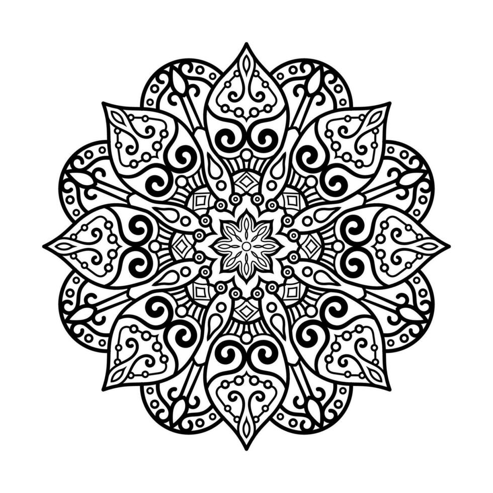 Decorative mandala and pattern for Mehndi, wedding, tattoo, islam, indian, arabic. Outline mandalas coloring book page. vector