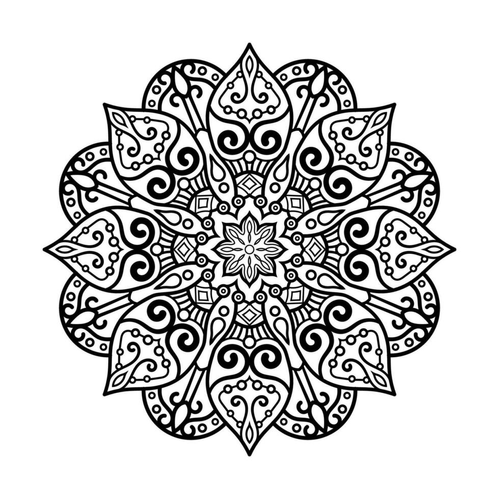 decorativo mandala y modelo para mehndi, boda, tatuaje, islam, indio, Arábica. contorno mandalas colorante libro página. vector