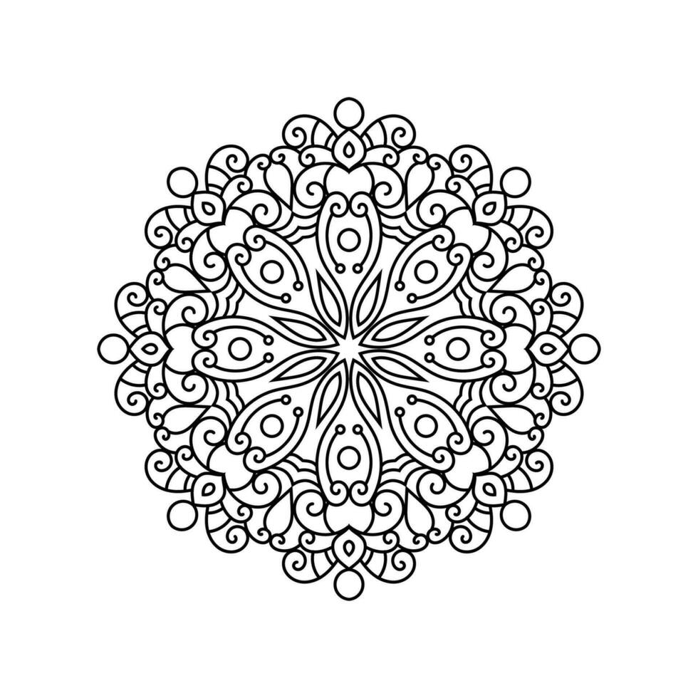 Decorative mandala and pattern for Mehndi, wedding, tattoo, islam, indian, arabic. Outline mandalas coloring book page. vector