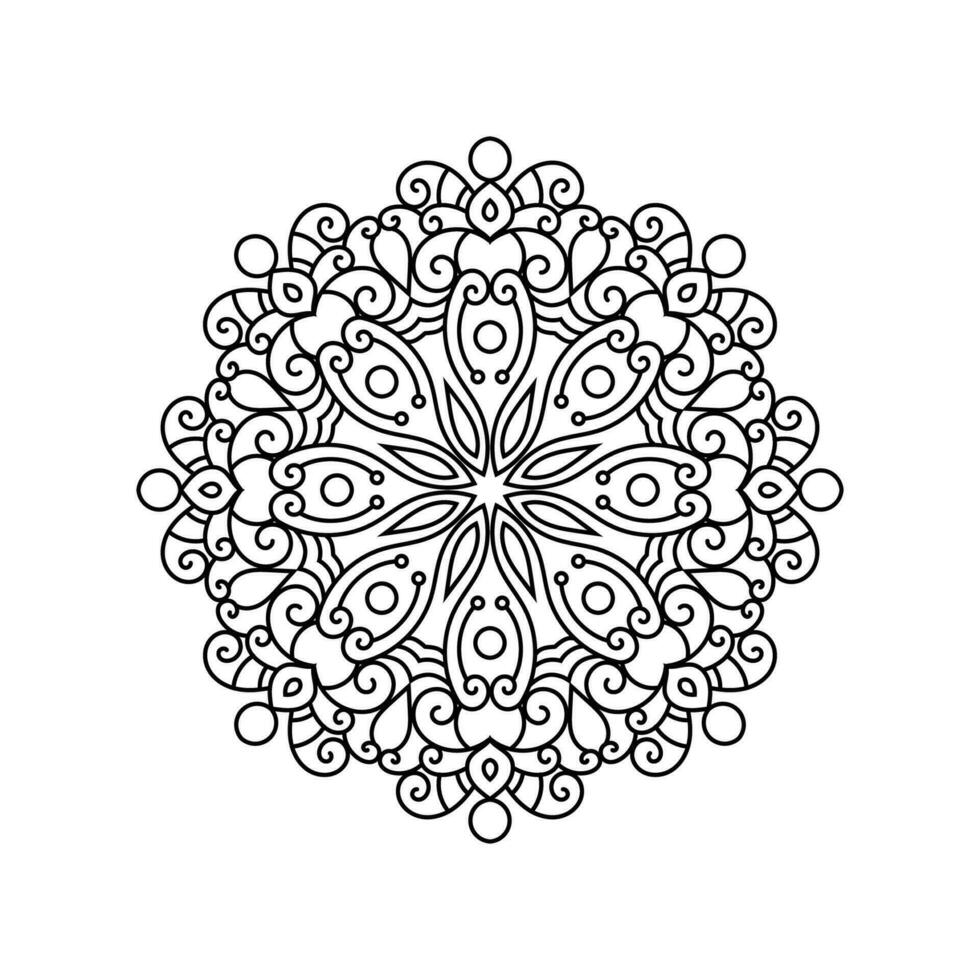 Decorative mandala and pattern for Mehndi, wedding, tattoo, islam, indian, arabic. Outline mandalas coloring book page. vector