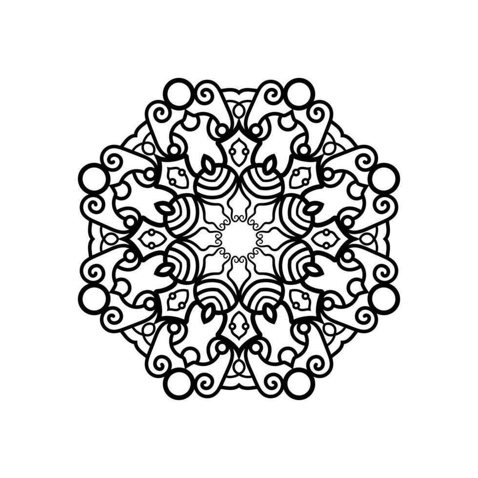 Decorative mandala and pattern for Mehndi, wedding, tattoo, islam, indian, arabic. Outline mandalas coloring book page. vector