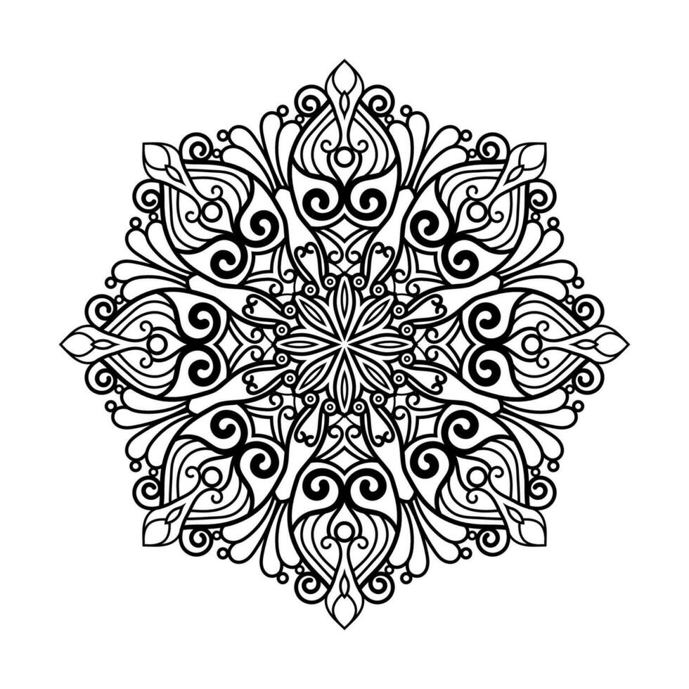 Decorative mandala and pattern for Mehndi, wedding, tattoo, islam, indian, arabic. Outline mandalas coloring book page. vector