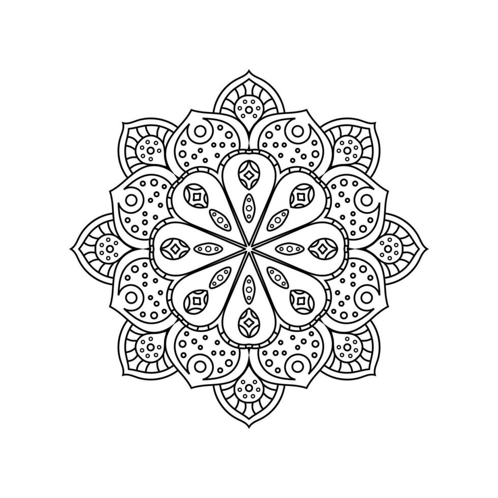 Decorative mandala and pattern for Mehndi, wedding, tattoo, islam, indian, arabic. Outline mandalas coloring book page. vector