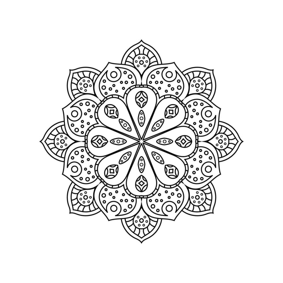 Decorative mandala and pattern for Mehndi, wedding, tattoo, islam, indian, arabic. Outline mandalas coloring book page. vector