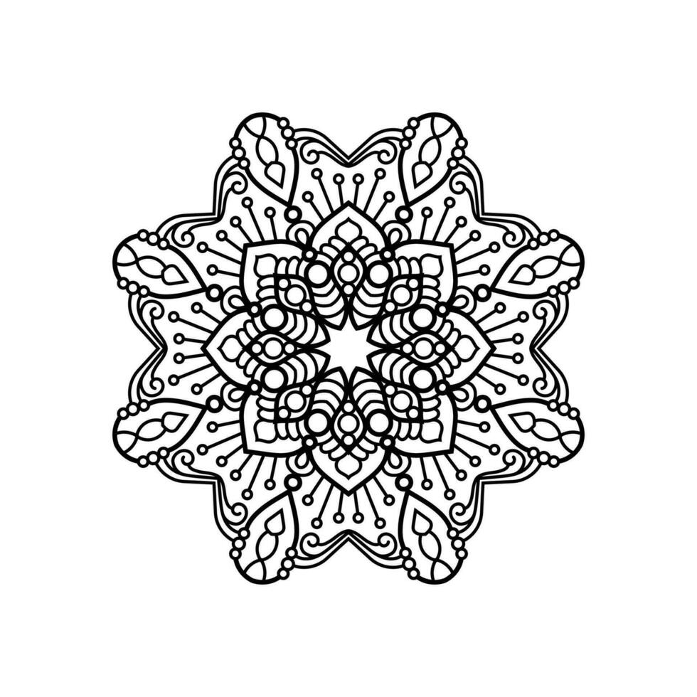 Decorative mandala and pattern for Mehndi, wedding, tattoo, islam, indian, arabic. Outline mandalas coloring book page. vector