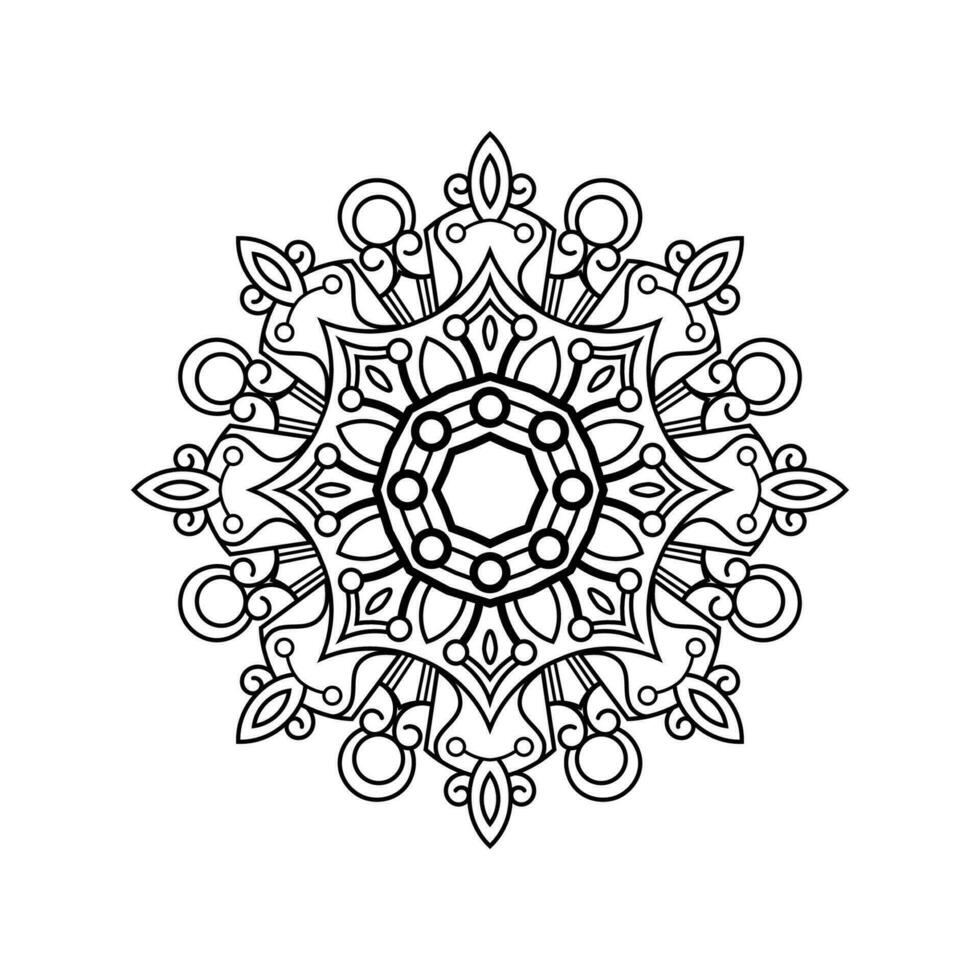 Decorative mandala and pattern for Mehndi, wedding, tattoo, islam, indian, arabic. Outline mandalas coloring book page. vector