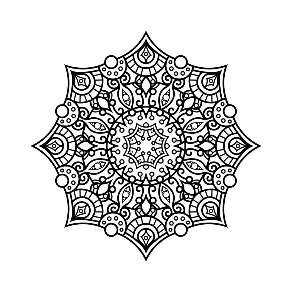 Decorative mandala and pattern for Mehndi, wedding, tattoo, islam, indian, arabic. Outline mandalas coloring book page. vector
