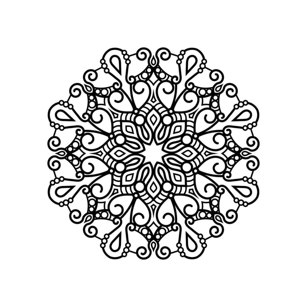 Decorative mandala and pattern for Mehndi, wedding, tattoo, islam, indian, arabic. Outline mandalas coloring book page. vector
