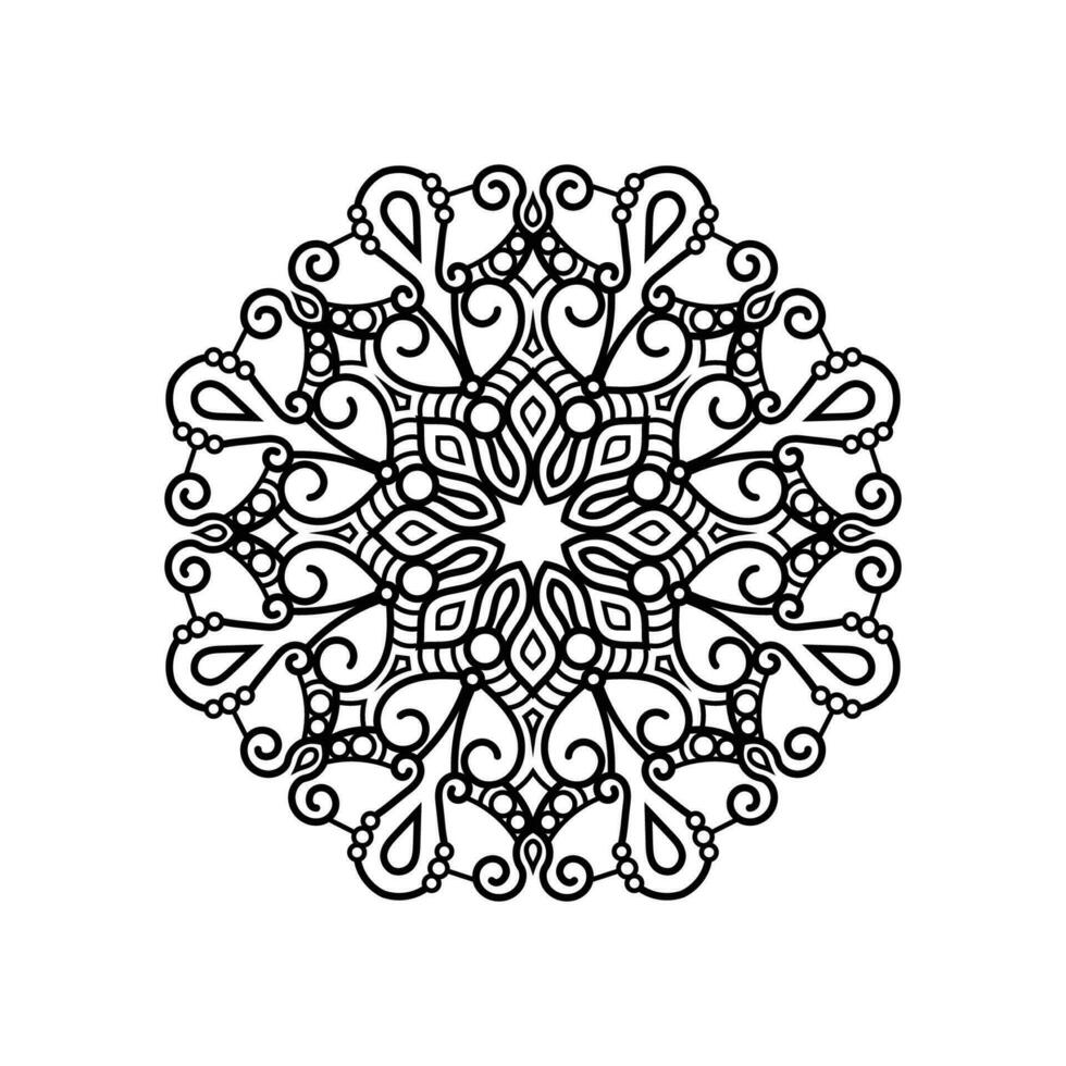 Decorative mandala and pattern for Mehndi, wedding, tattoo, islam, indian, arabic. Outline mandalas coloring book page. vector