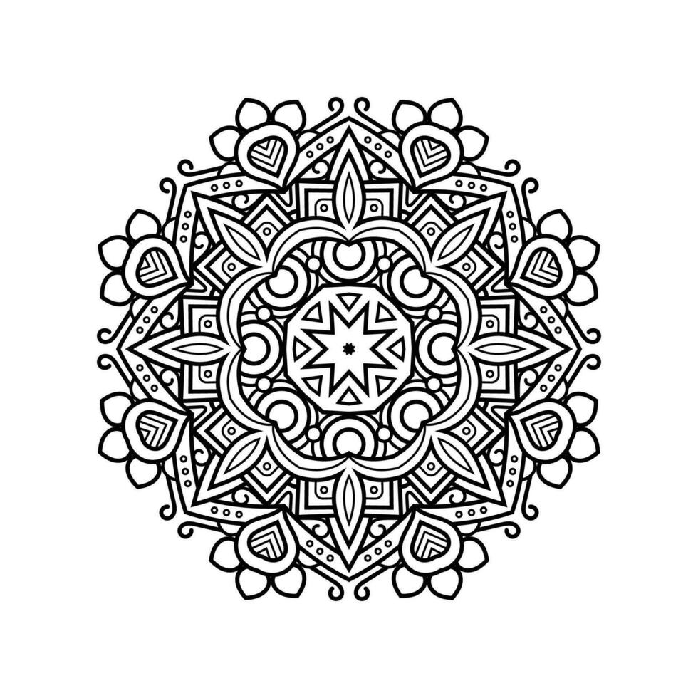 Decorative mandala and pattern for Mehndi, wedding, tattoo, islam, indian, arabic. Outline mandalas coloring book page. vector