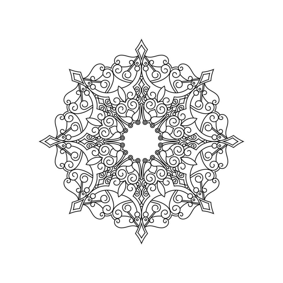 Decorative mandala and pattern for Mehndi, wedding, tattoo, islam, indian, arabic. Outline mandalas coloring book page. vector