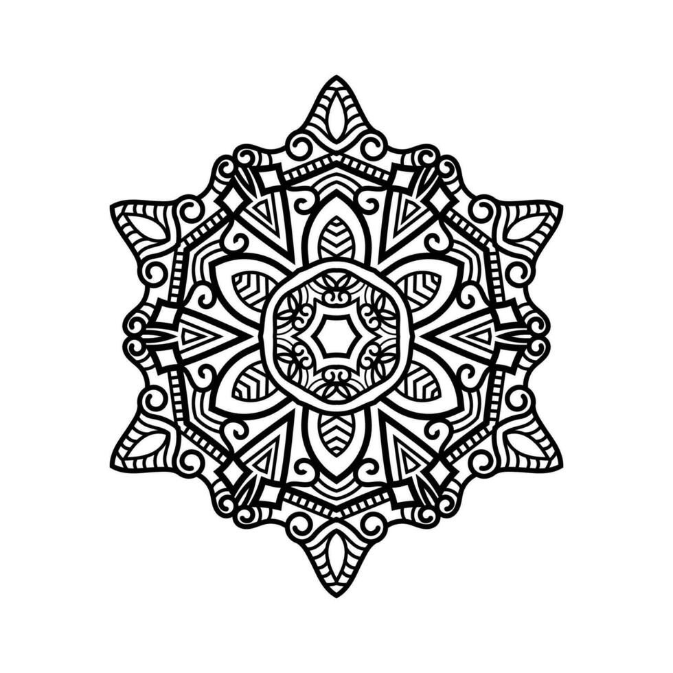 Decorative mandala and pattern for Mehndi, wedding, tattoo, islam, indian, arabic. Outline mandalas coloring book page. vector
