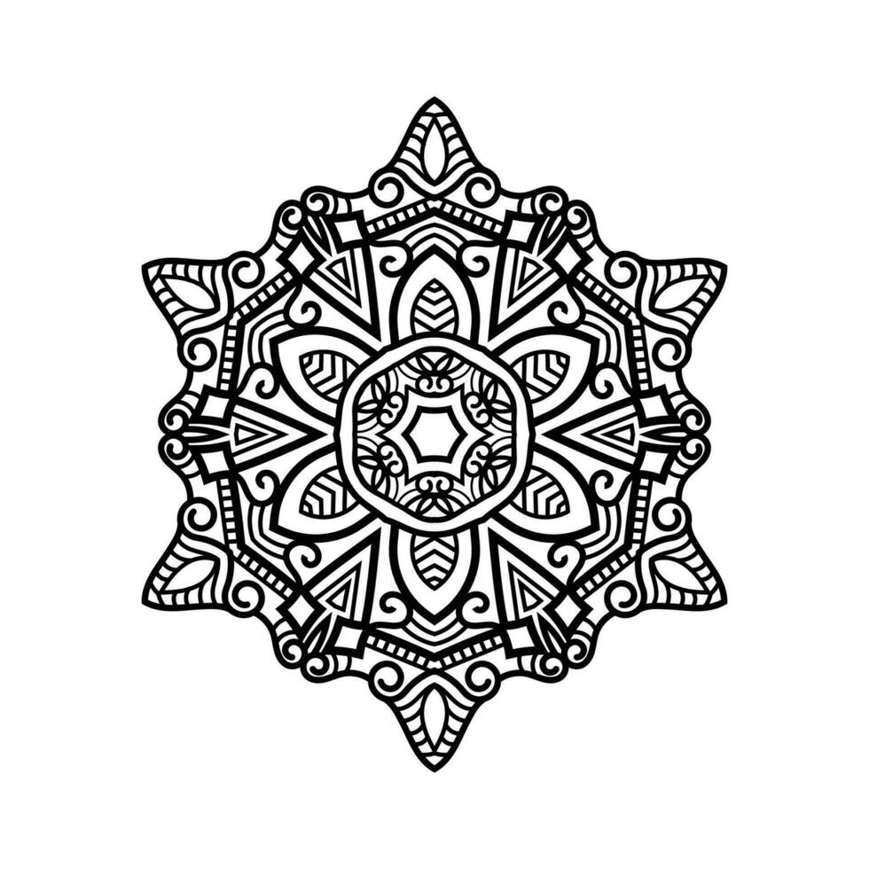 Decorative mandala and pattern for Mehndi, wedding, tattoo, islam, indian, arabic. Outline mandalas coloring book page. vector