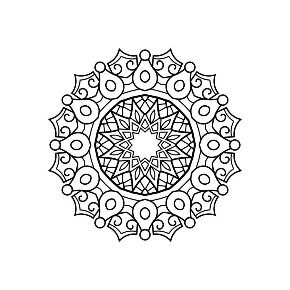 Decorative mandala and pattern for Mehndi, wedding, tattoo, islam, indian, arabic. Outline mandalas coloring book page. vector
