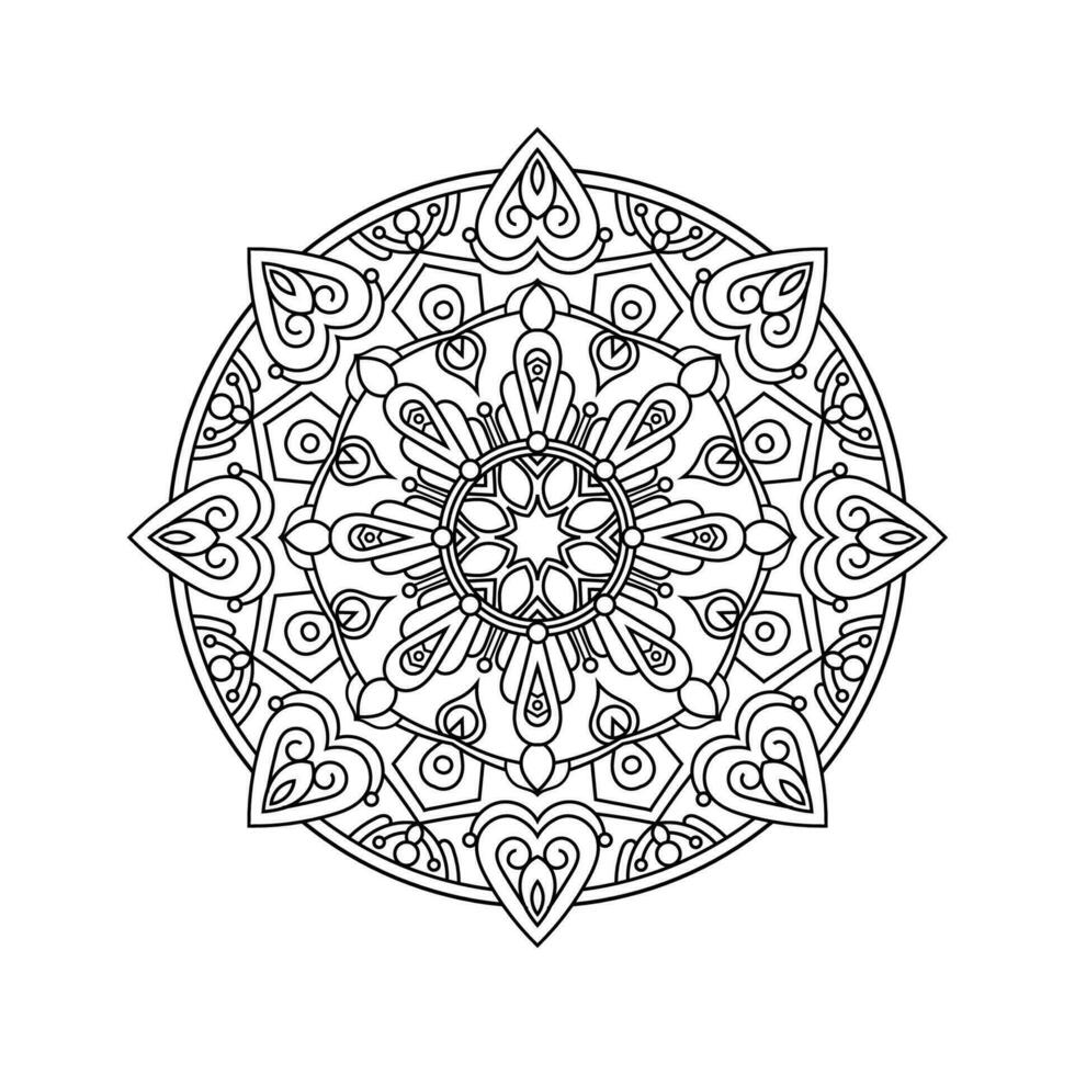 Decorative mandala and pattern for Mehndi, wedding, tattoo, islam, indian, arabic. Outline mandalas coloring book page. vector