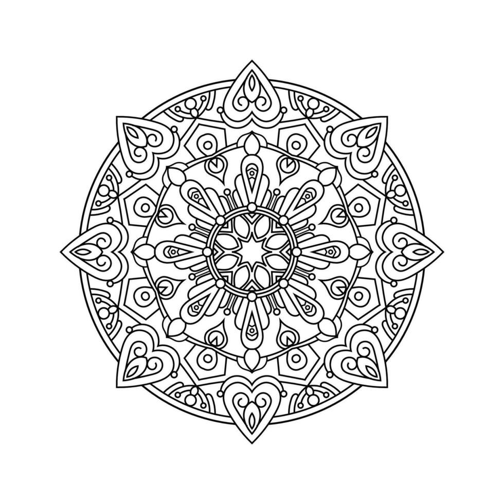 decorativo mandala y modelo para mehndi, boda, tatuaje, islam, indio, Arábica. contorno mandalas colorante libro página. vector